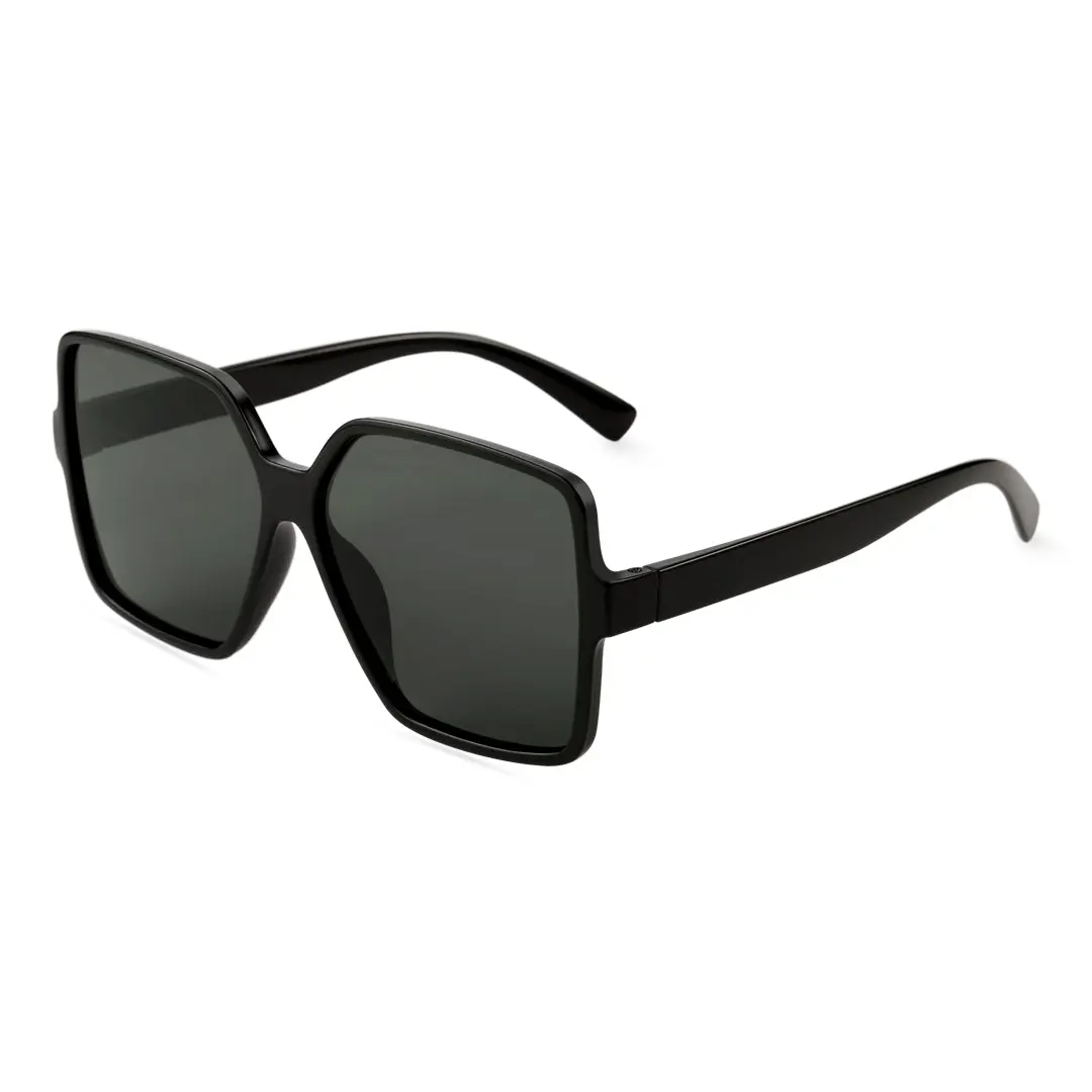 Angle view of Katya square pc sunglasses SP0212410 in black