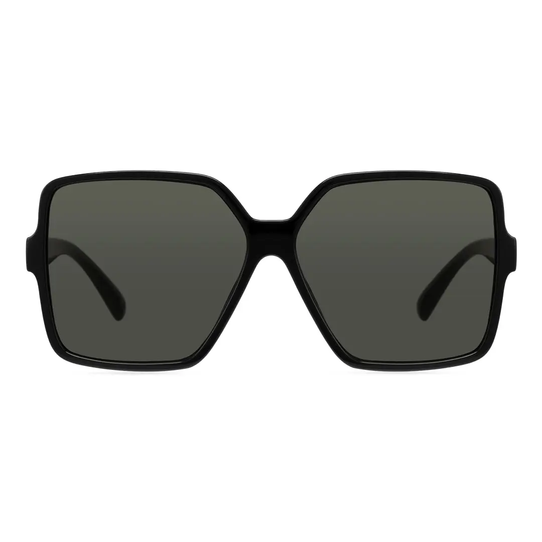 Front view of Katya fashion square pc sunglasses SP0212410 in black