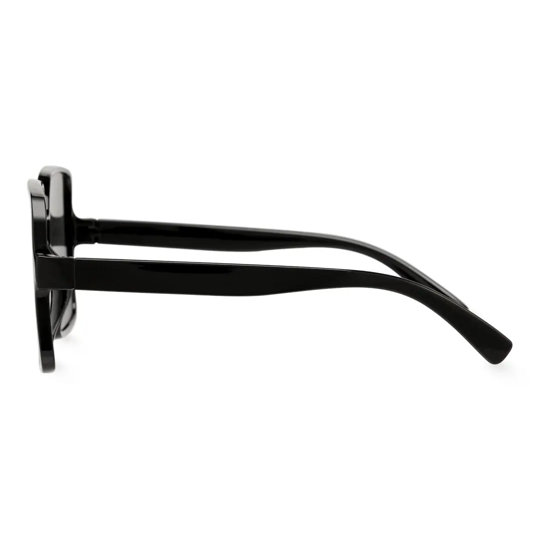 Side view of Katya fashion square pc sunglasses in black. SPU: SP0212410