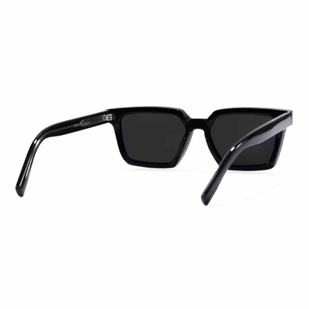 Back view of Theron square pc sunglasses in black. SPU: SP0212603