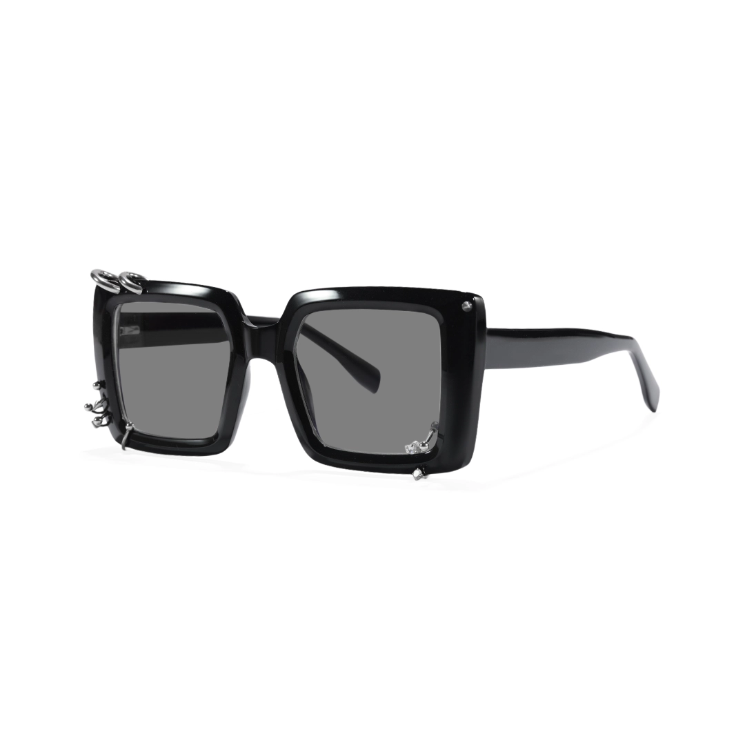 Angle view of Corin square tr90 handcrafted polarized sunglasses SR0052509 in black