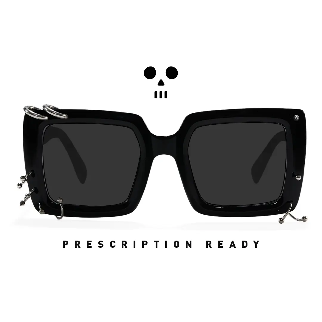 Front view of Corin square tr90 handcrafted polarized sunglasses SR0052509 in black
