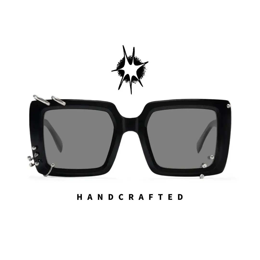 Front view of Corin square tr90 handcrafted polarized sunglasses SR0052509 in black