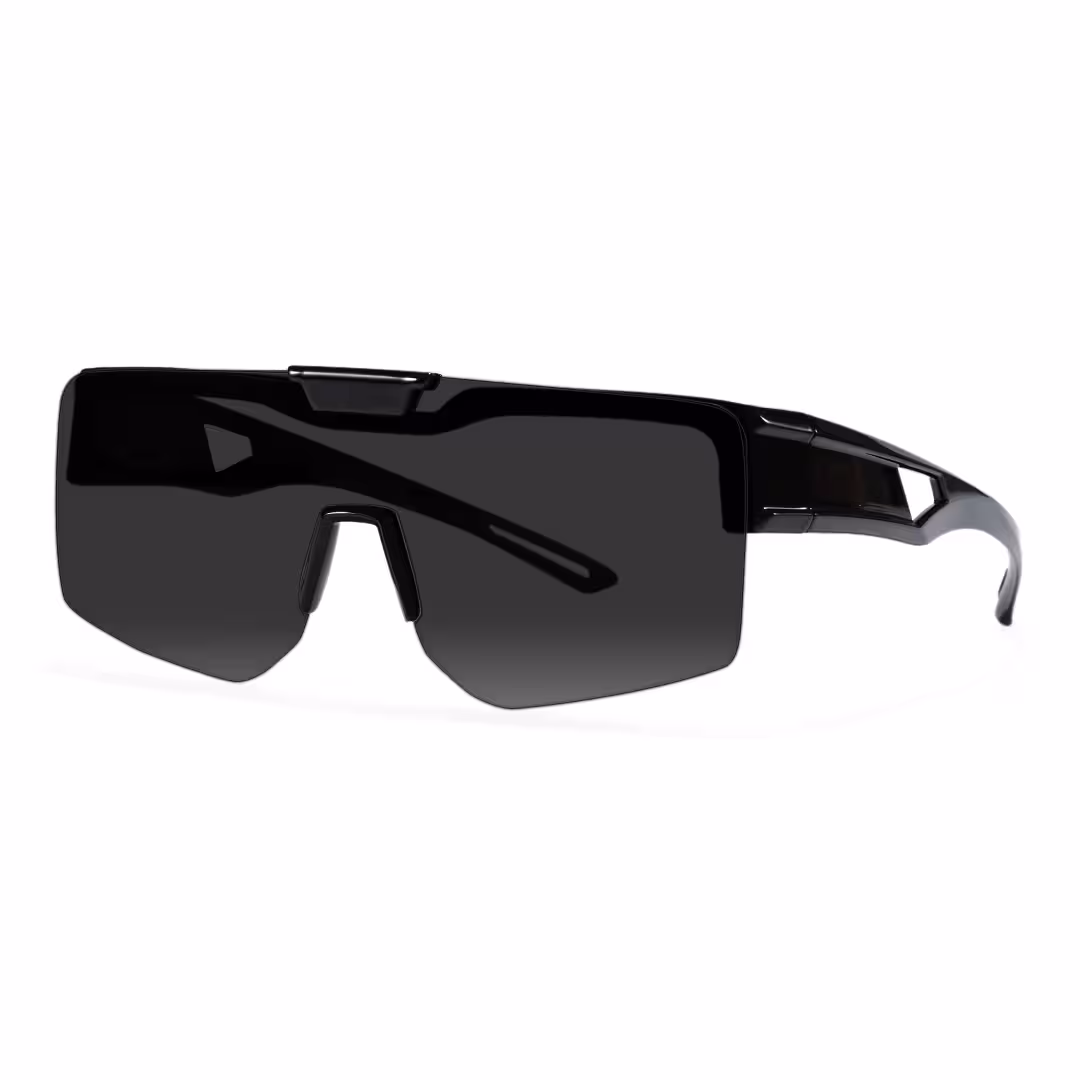 Angle view of Cyra square tr90 flip-up sunglasses SR0062605 in black