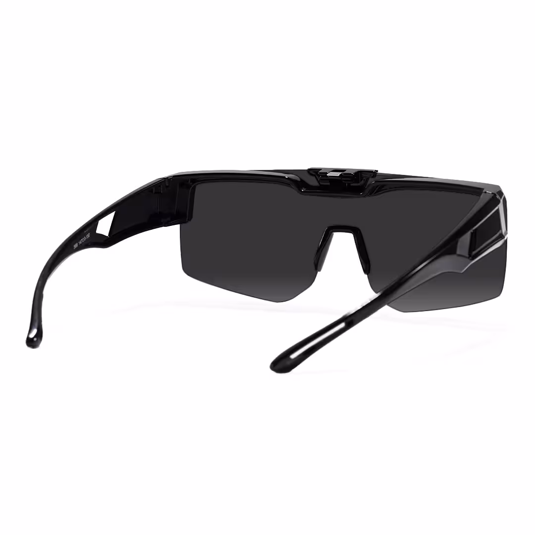 Back view of Cyra square tr90 flip-up sunglasses SR0062605 in black