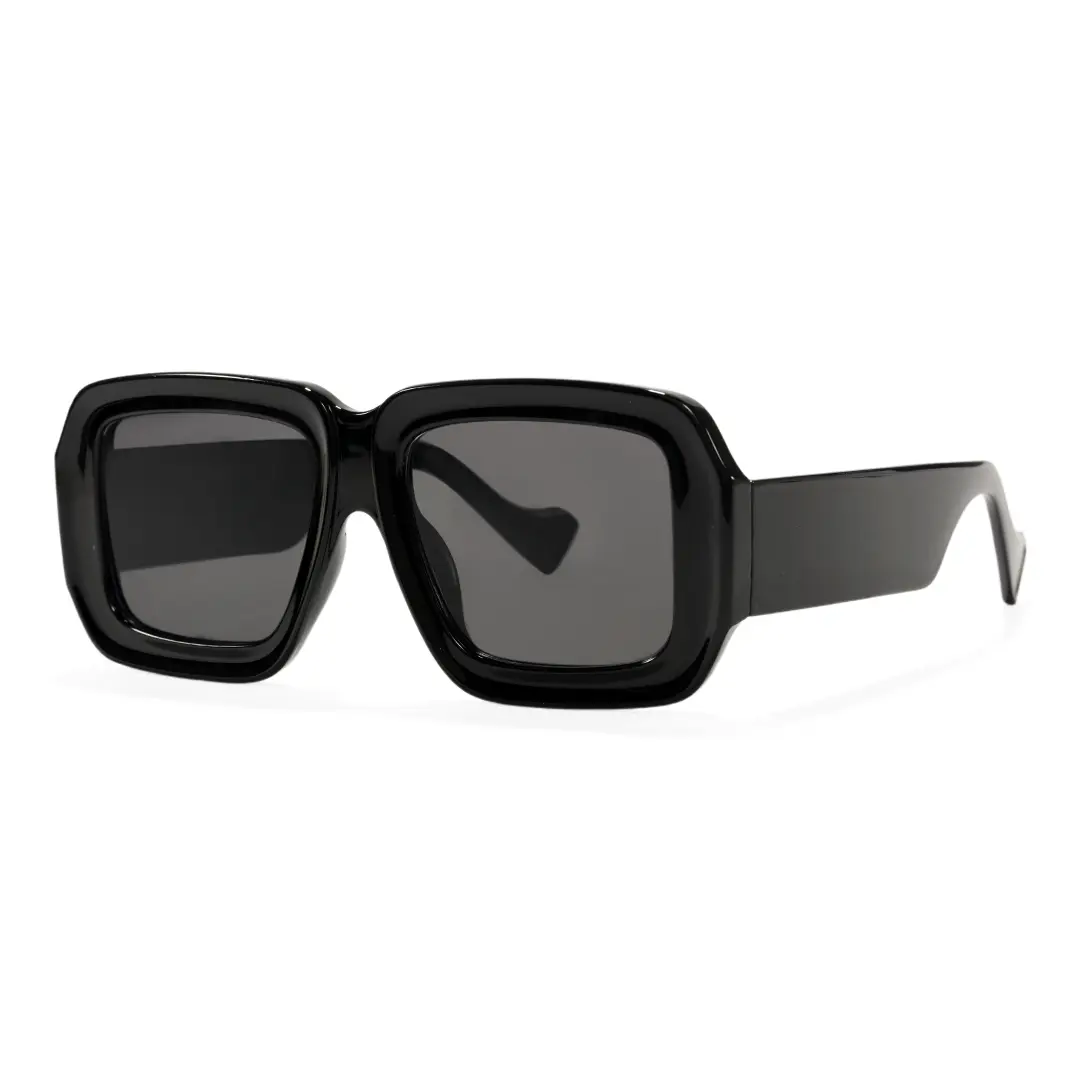 Angle view of Bhop fashion square tr90 sunglasses SR0092303 in black