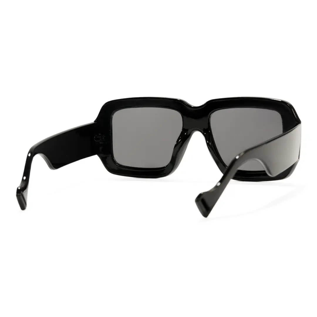 Back view of Bhop fashion square tr90 sunglasses SR0092303 in black