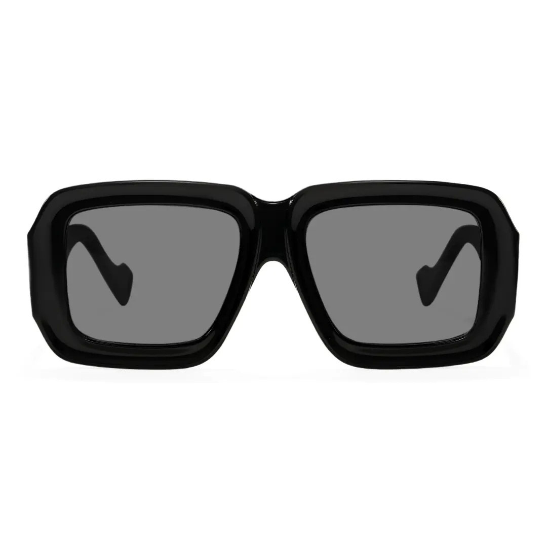 Front view of Bhop fashion square tr90 sunglasses SR0092303 in black