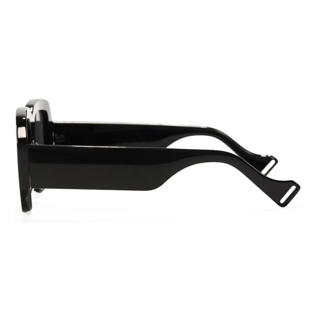 Side view of Bhop fashion square tr90 sunglasses SR0092303 in black