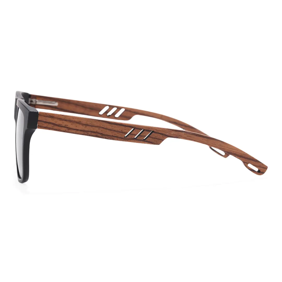 Side view of Boac square bamboo sunglasses SX0012304 in black