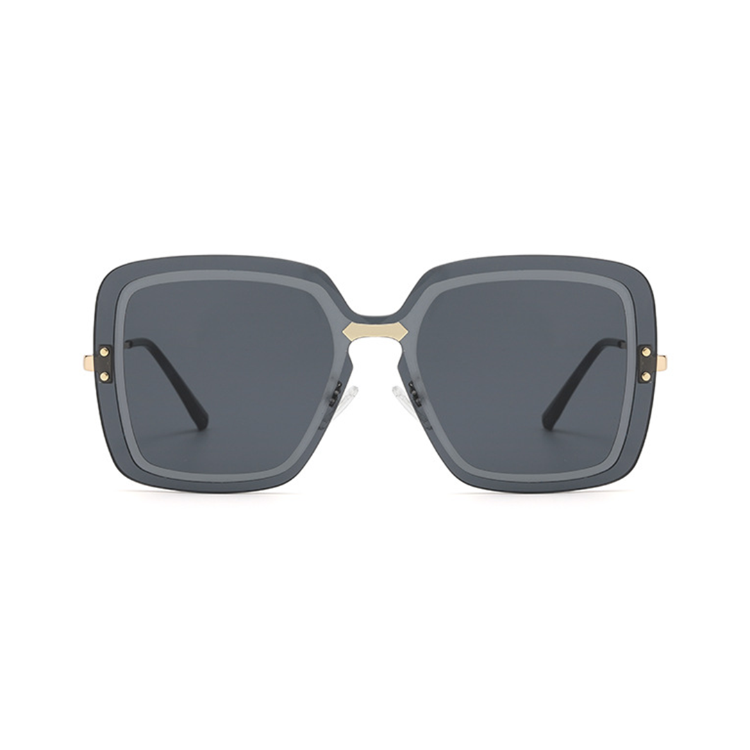 Front view of Cyrene square metal sunglasses SX0372508 in black