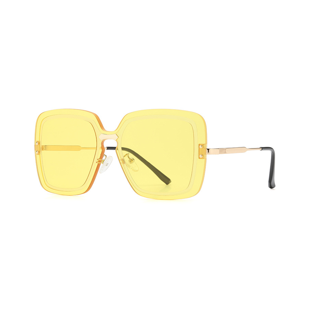 Angle view of Cyrene square metal sunglasses SX0372508 in yellow