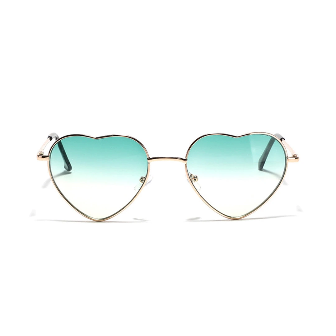 Front view of Ruth heart metal sunglasses UC0092505 in green