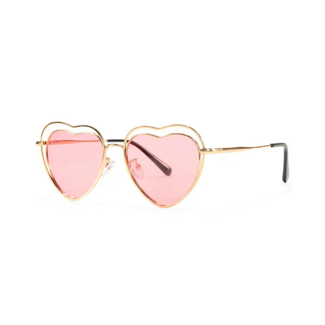 Angle view of Manuel heart metal sunglasses UM0082506 in pink