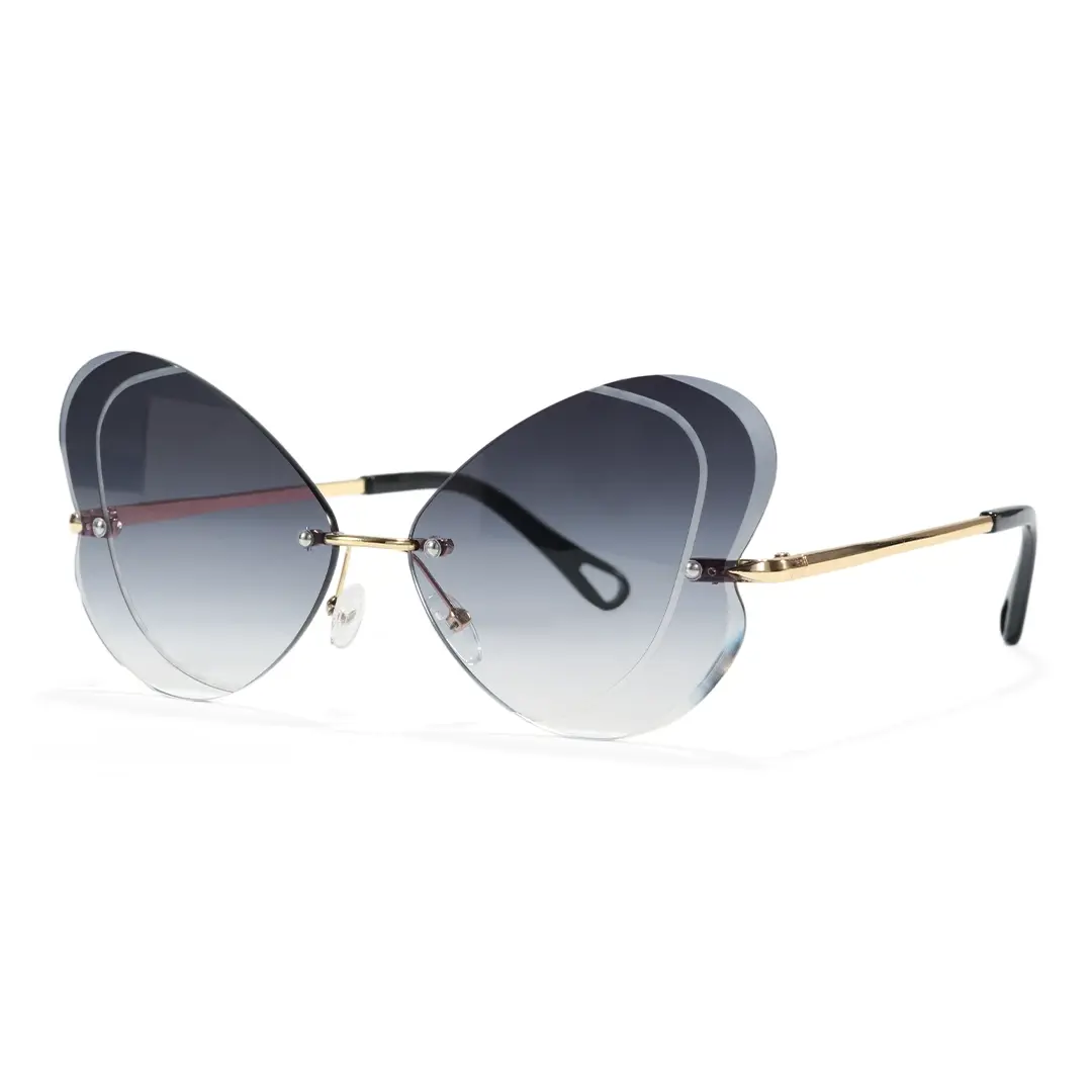 Angle view of Rosal unique metal sunglasses UM0102604 in black