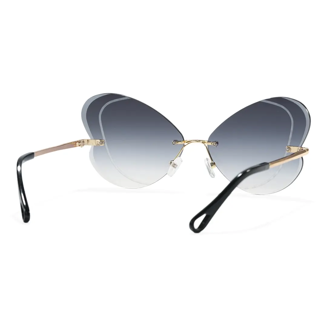 Back view of Rosal unique metal sunglasses UM0102604 in black