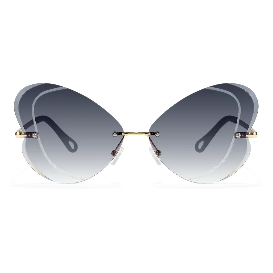 Front view of Rosal unique metal sunglasses UM0102604 in black
