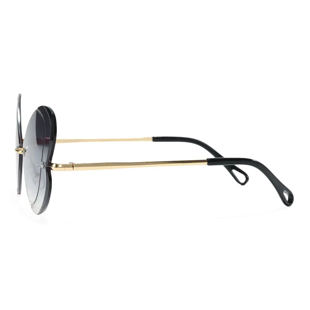 Side view of Rosal unique metal sunglasses UM0102604 in black