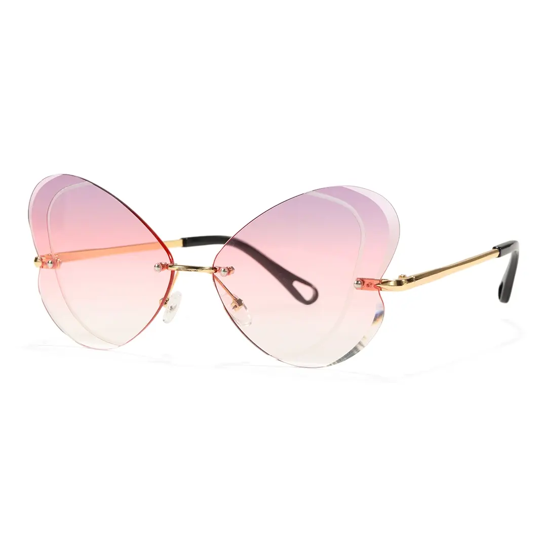 Angle view of Rosal unique metal sunglasses UM0102604 in pink