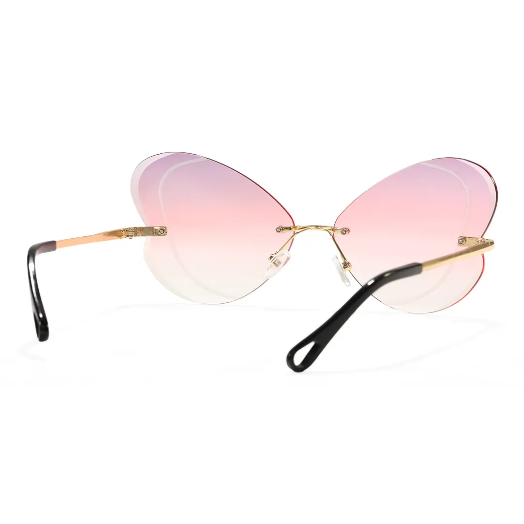 Back view of Rosal unique metal sunglasses UM0102604 in pink