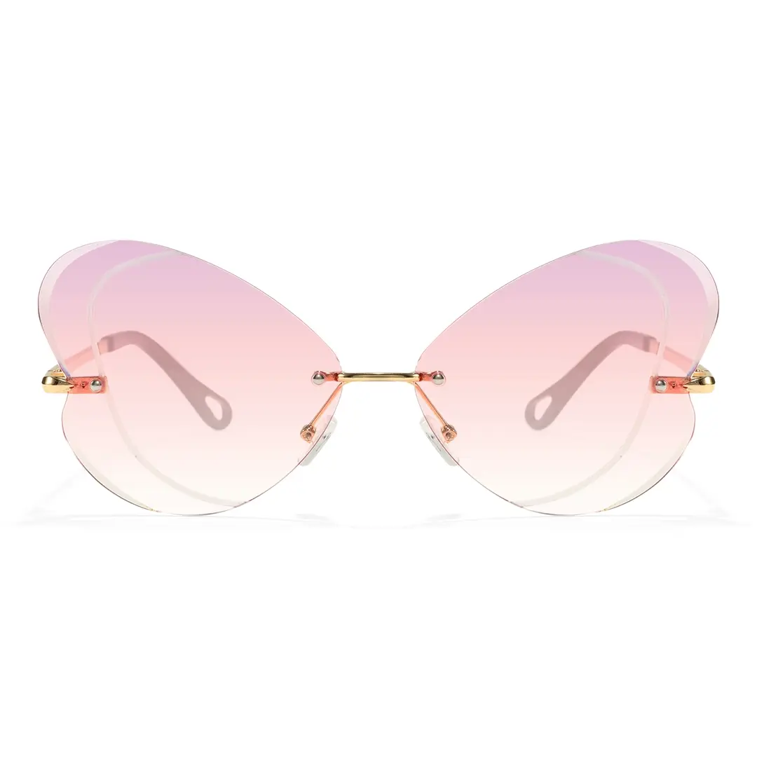 Front view of Rosal unique metal sunglasses UM0102604 in pink