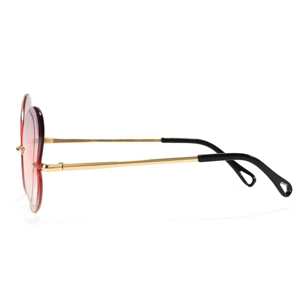Side view of Rosal unique metal sunglasses UM0102604 in pink