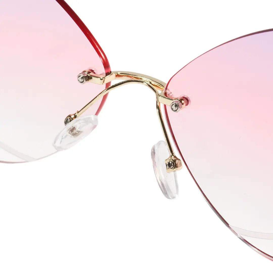 Adjustable nose pad detail of Rosal y2k unique metal sunglasses in pink. SPU: UM0102604
