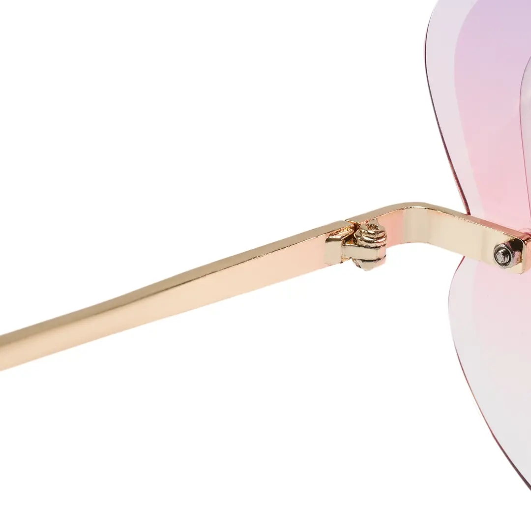 Hinge detail of Rosal y2k unique metal sunglasses in pink. SPU: UM0102604