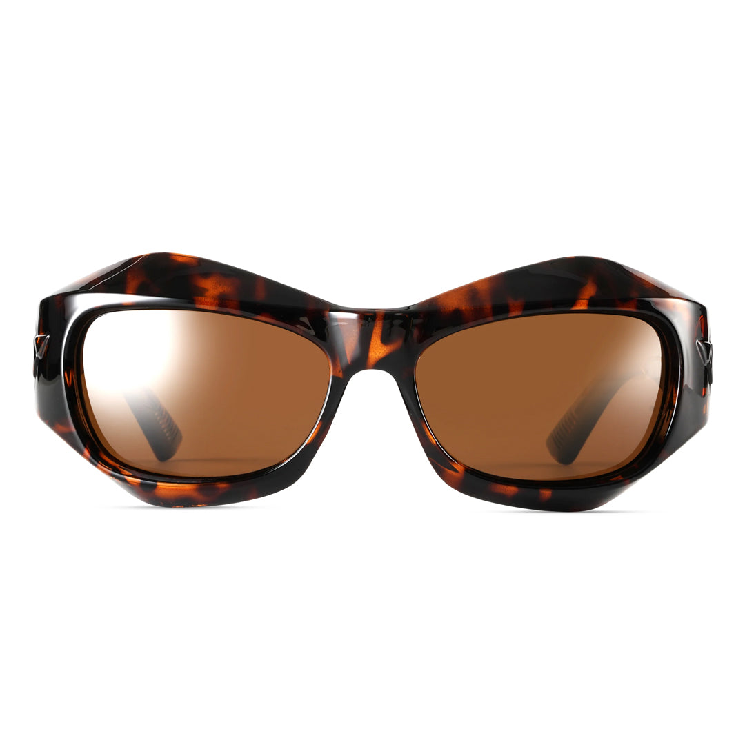 Front view of Bopx fashion unique tr90 sunglasses UR0142303 in tortoise