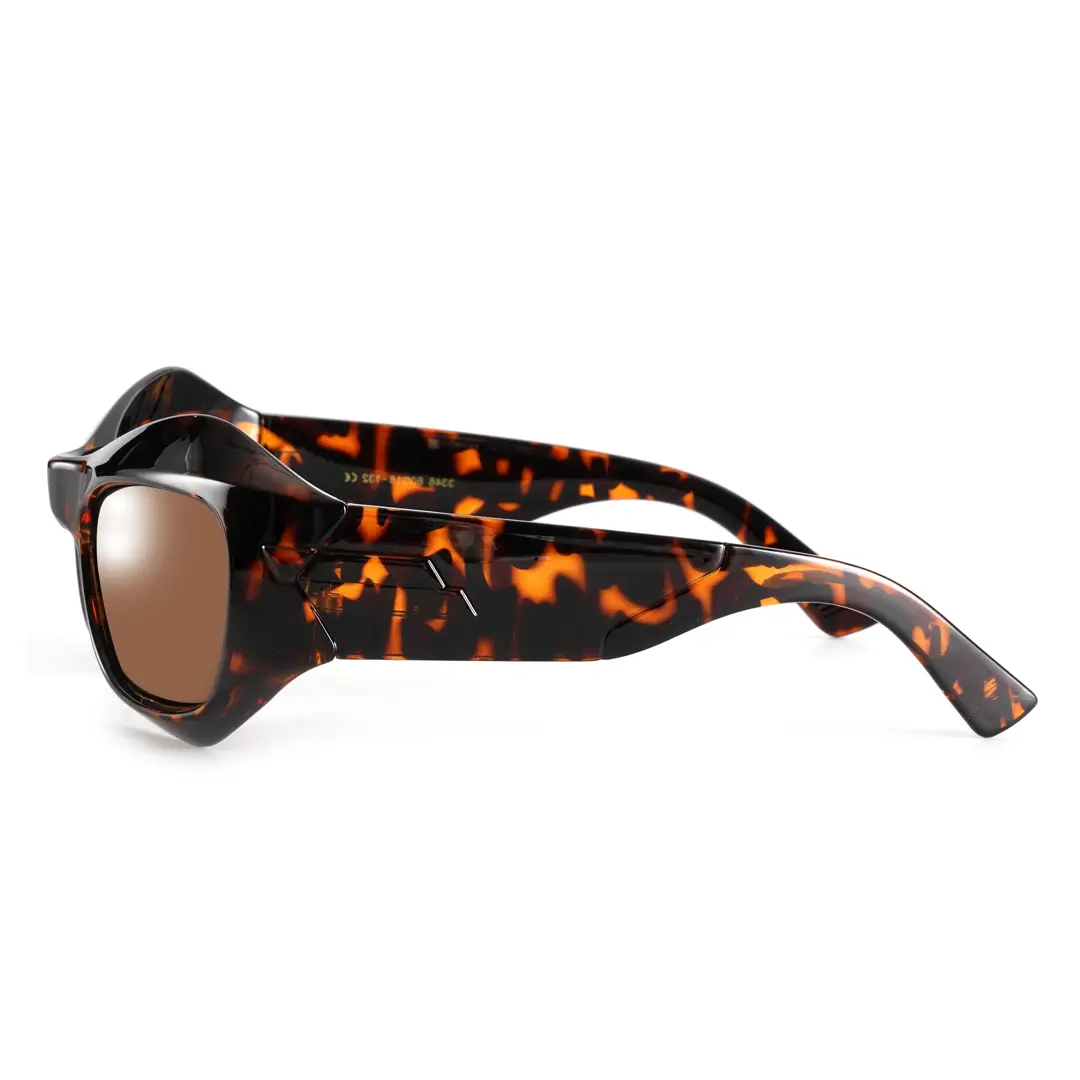 Side view of Bopx fashion unique tr90 sunglasses UR0142303 in tortoise