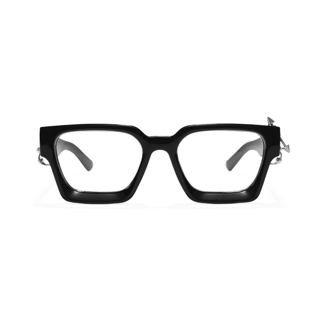 Front view of rivet square pc handcrafted eyeglasses sp0012511 in black