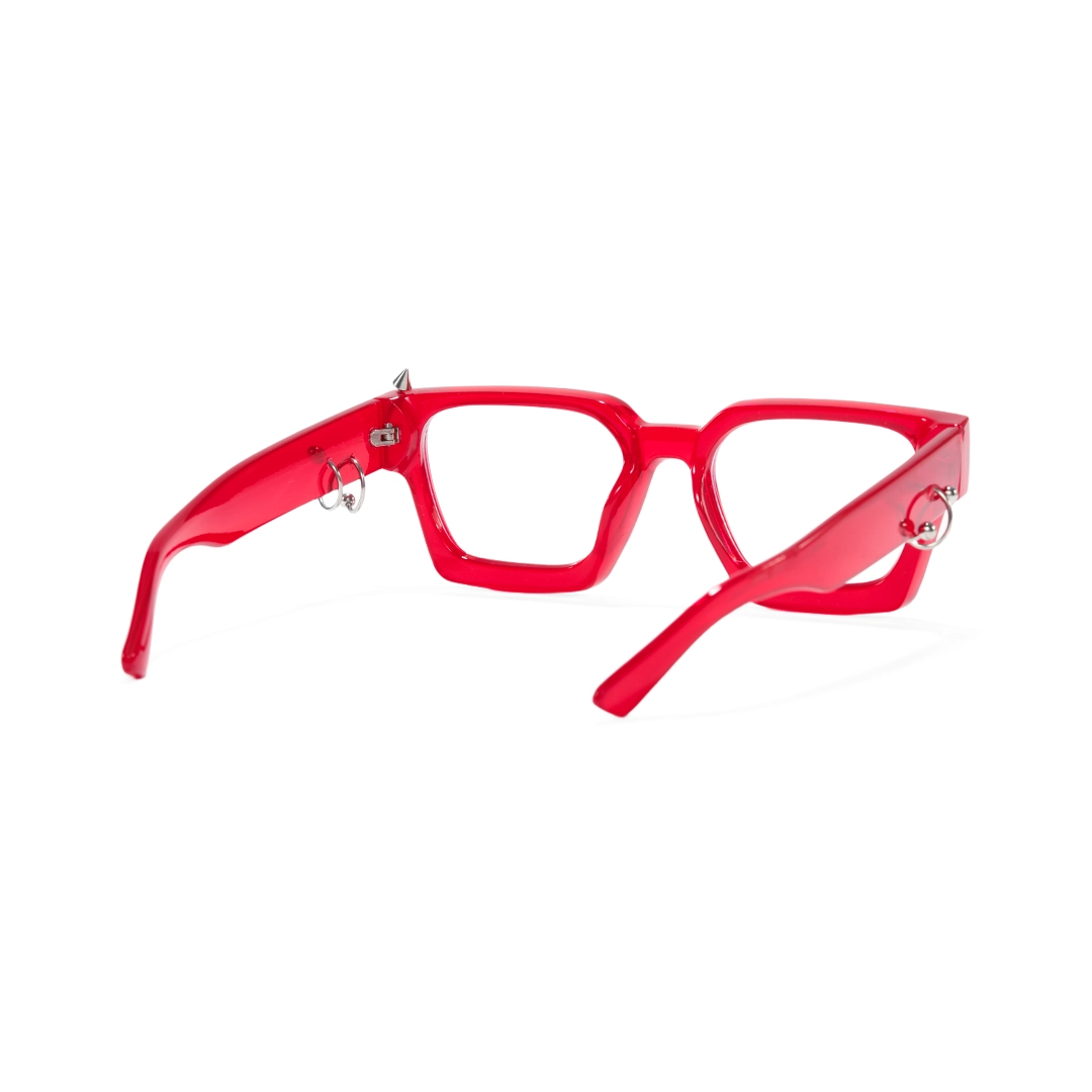 Side view of rivet square pc handcrafted eyeglasses sp0012511 in red