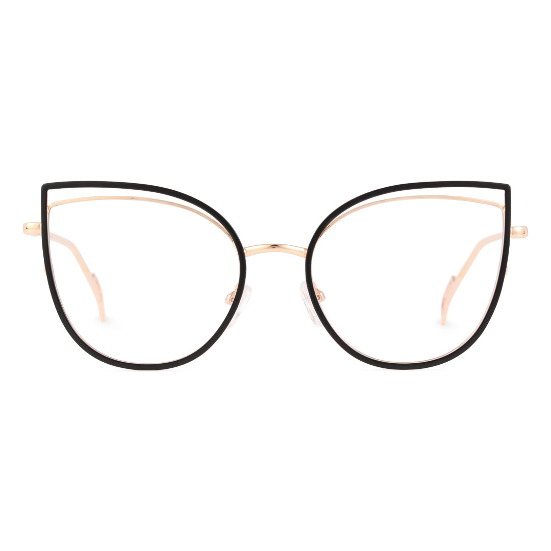 Front view of Adani cat eye metal eyeglasses CM0042408 in black