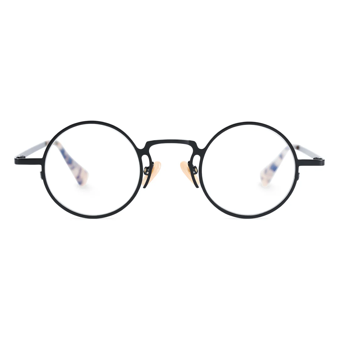 Front view of Adonis round metal eyeglasses RM0102407 in black