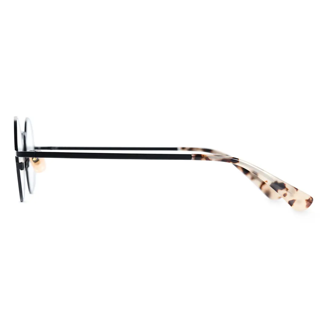 Side view of Adonis round metal eyeglasses RM0102407 in black