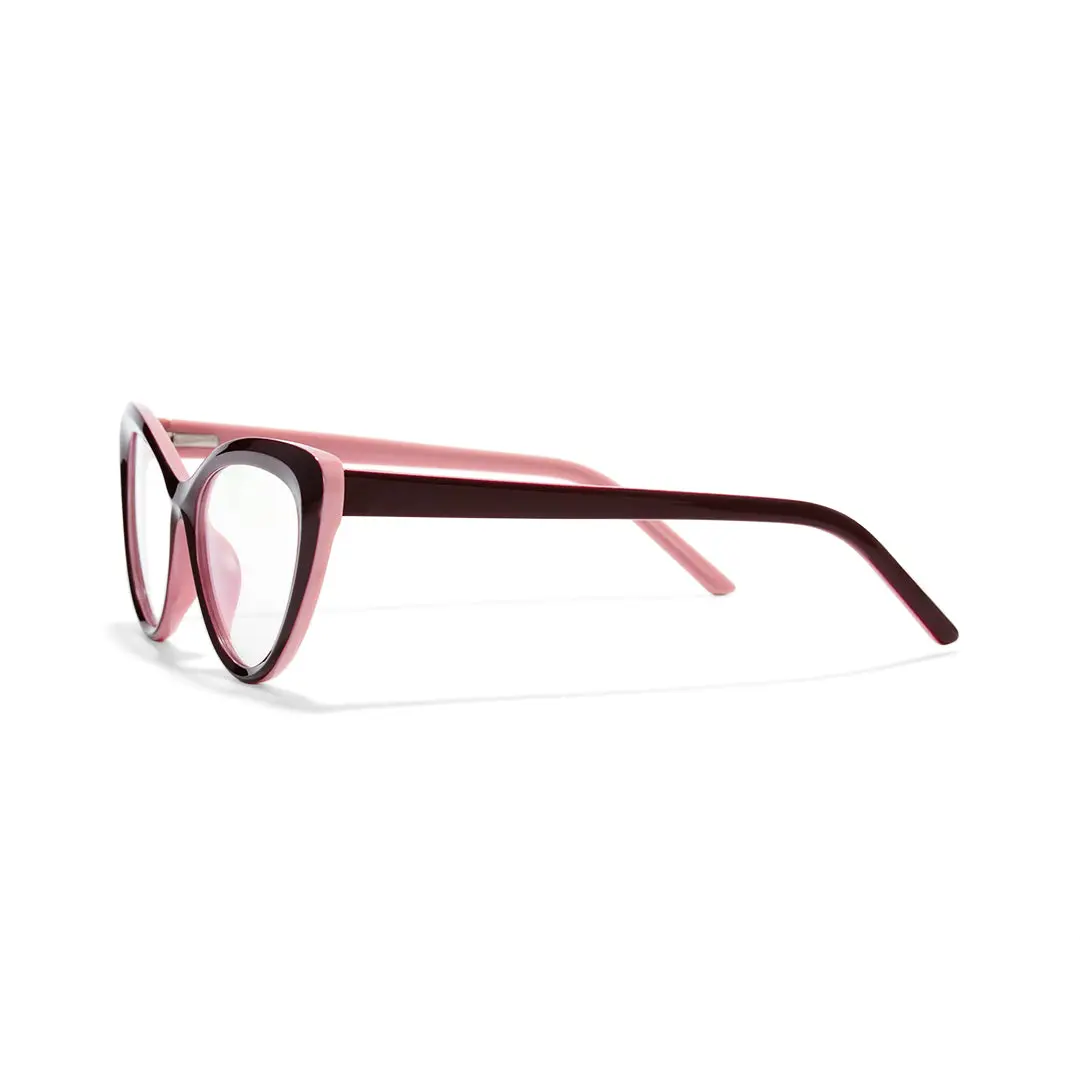 Side view of Aime cat eye tr90 eyeglasses CR0142502 in pink