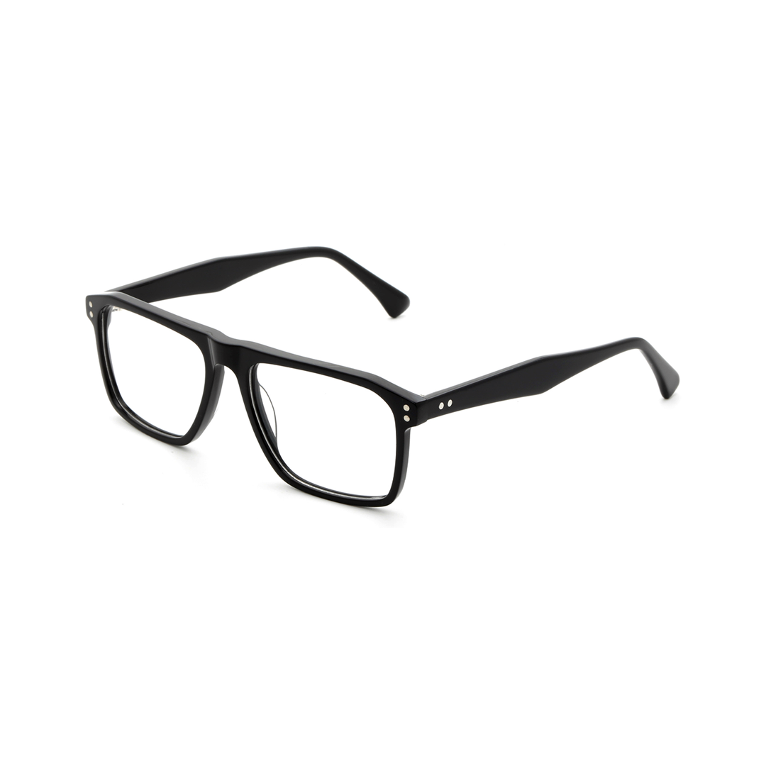 Angle view of Alton rectangle acetate eyeglasses EA0012508 in black