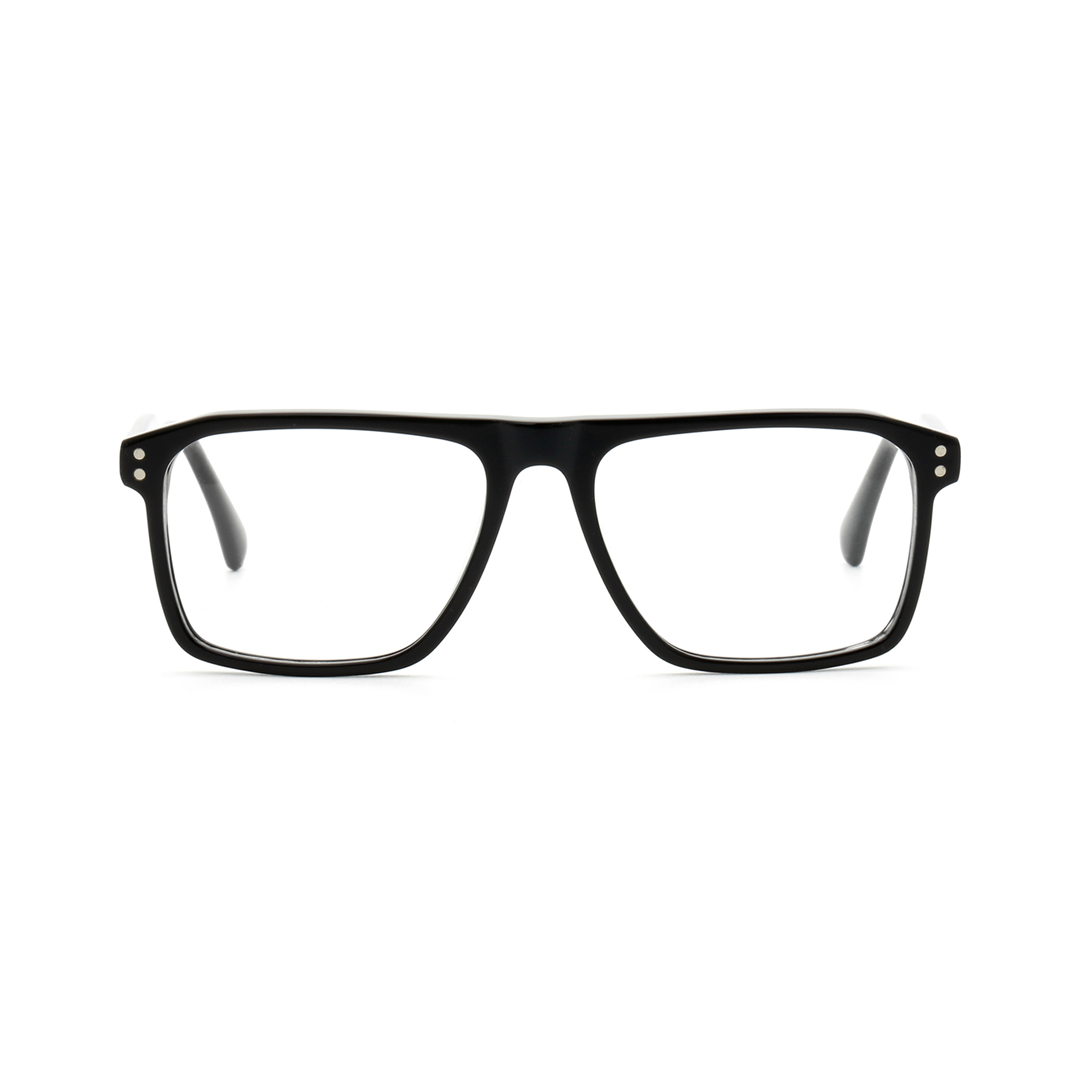 Front view of Alton rectangle acetate eyeglasses EA0012508 in black