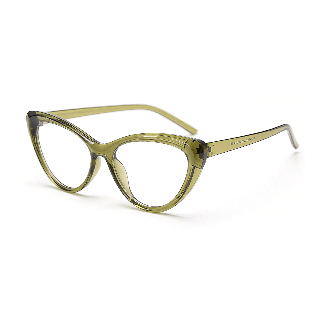Angle view of Andy cat eye tr90 eyeglasses CR0072404 in army green