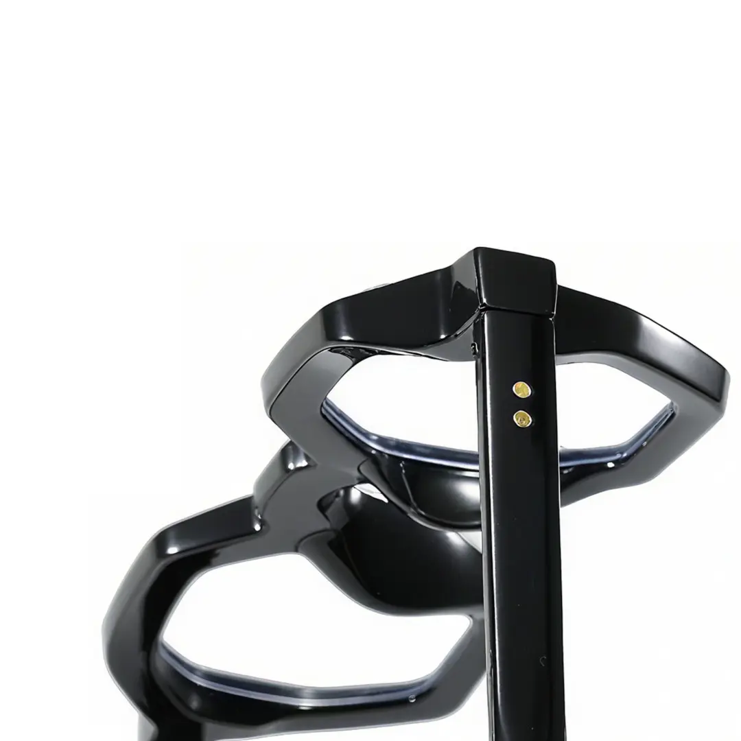 Temple detail of Apical geometric acetate eyeglasses GA0052310 in black