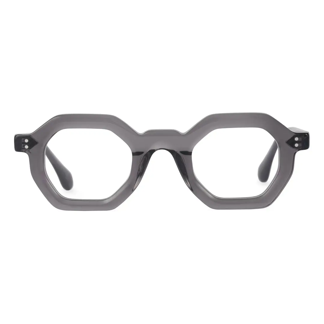 Front view of Apical geometric acetate eyeglasses GA0052310 in grey