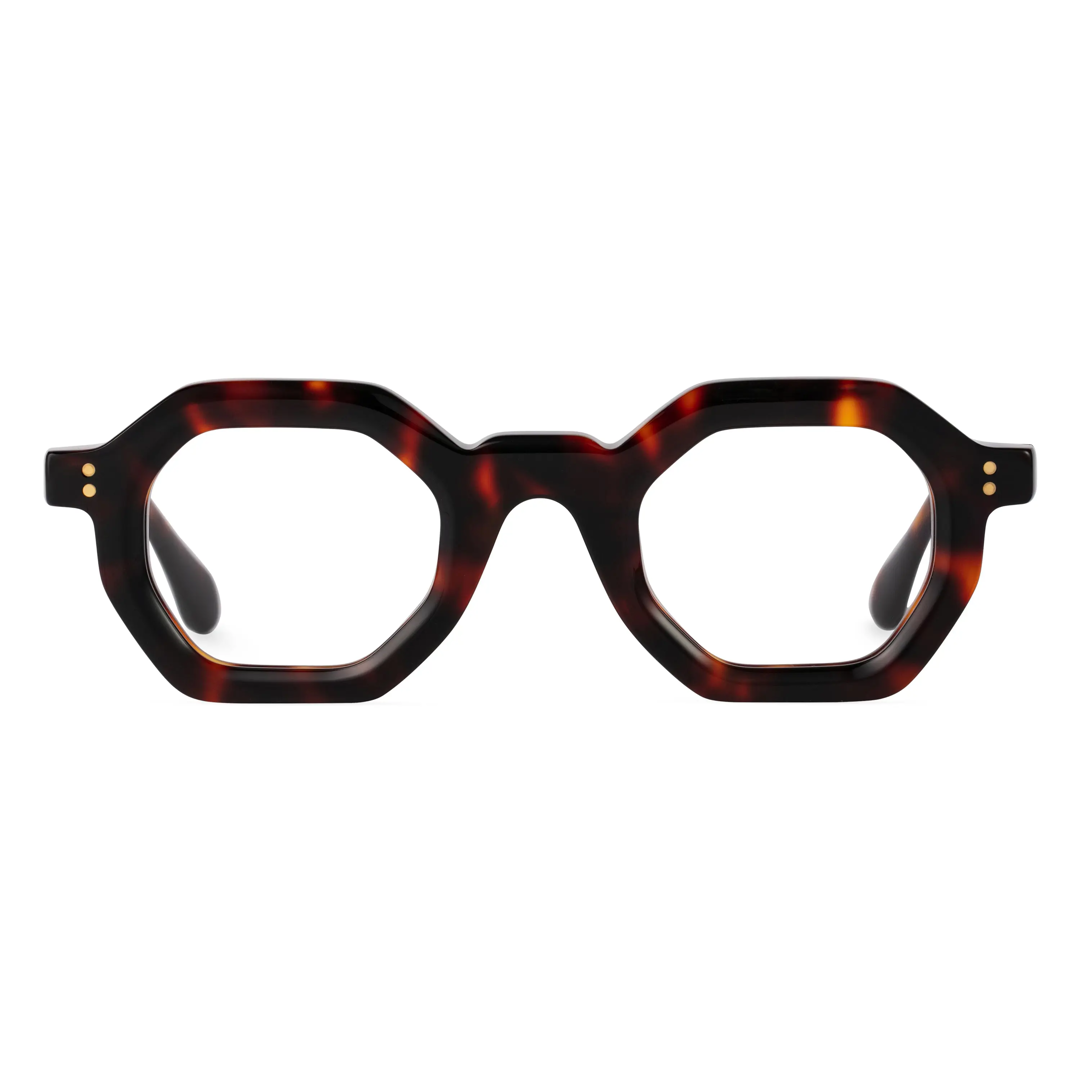 Front view of Apical geometric acetate eyeglasses GA0052310 in tortoise
