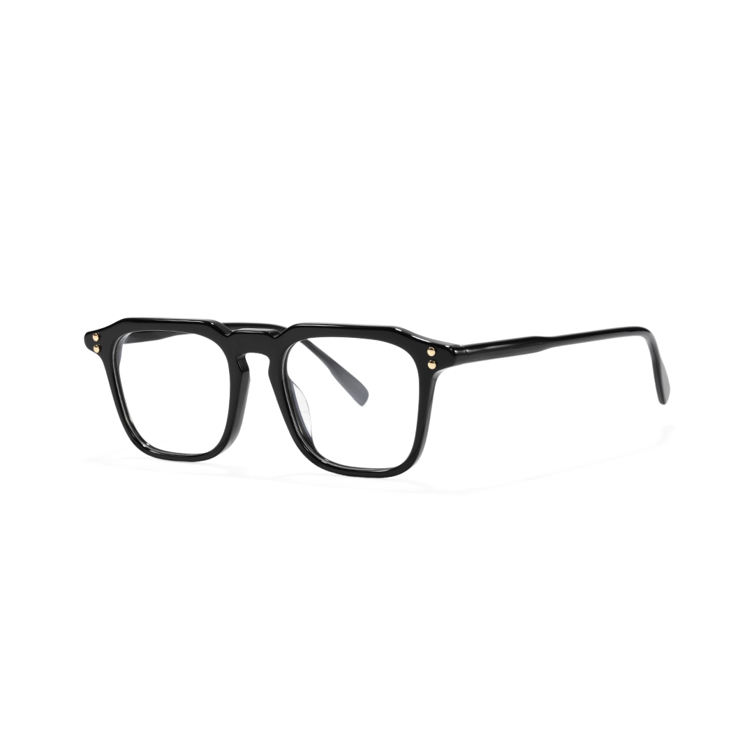 Angle view of Arale square acetate eyeglasses SA0192403 in black