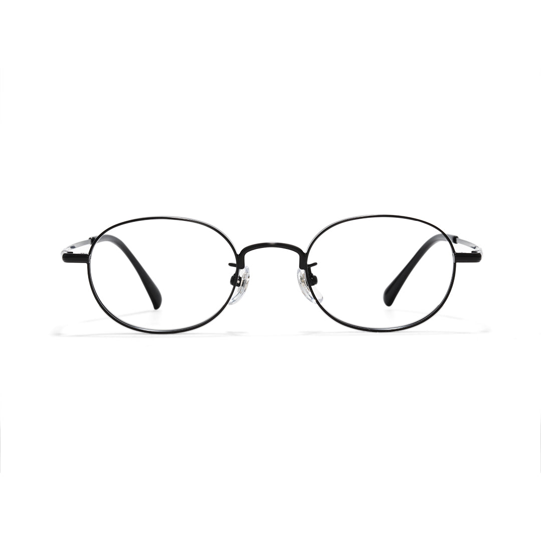 Front view of Astr oval titanium eyeglasses OT0282502 in black