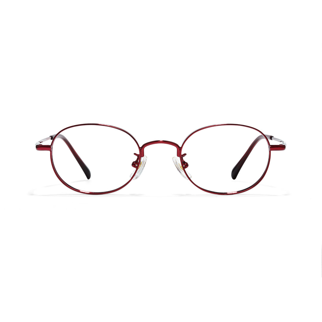Front view of Astr oval titanium eyeglasses OT0282502 in red