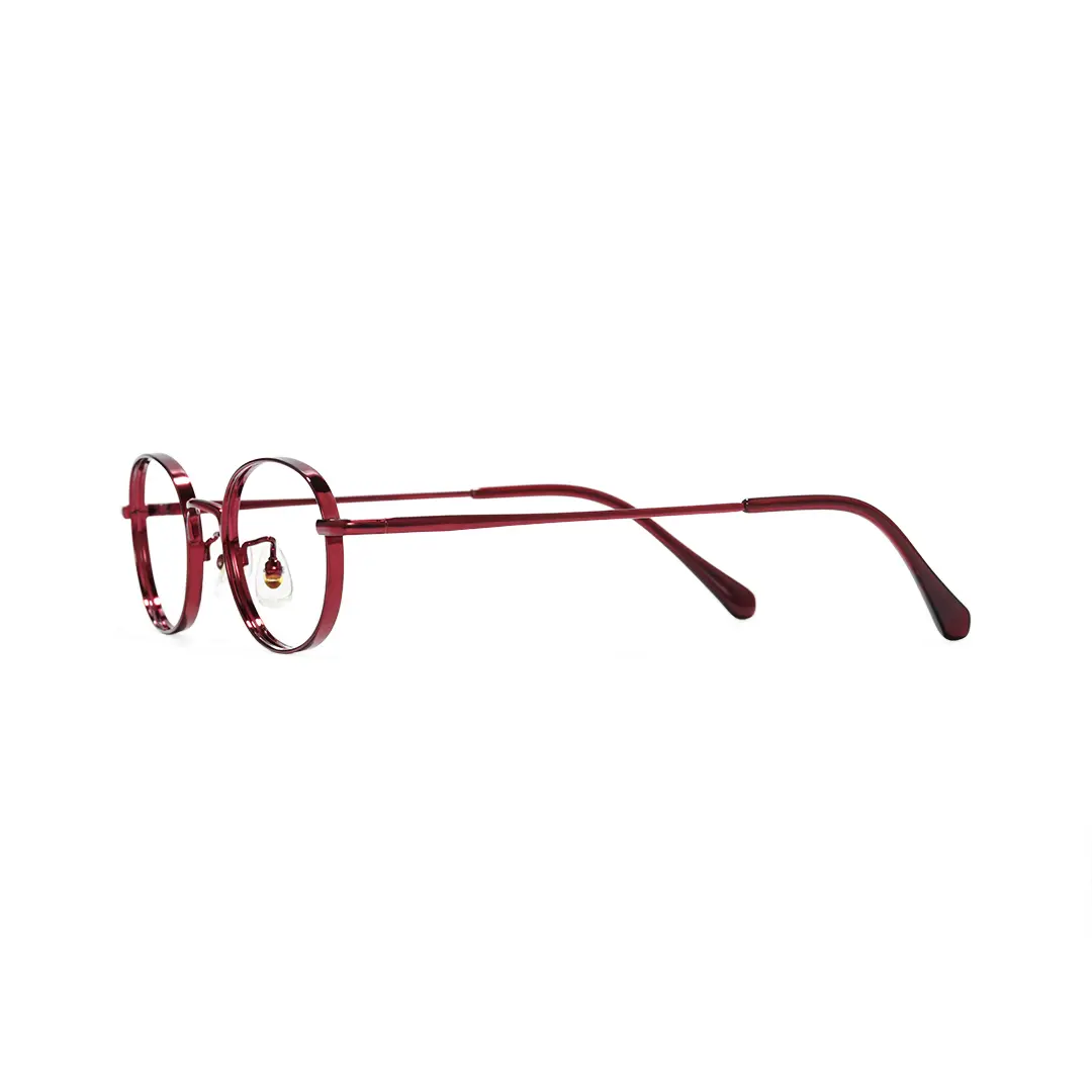 Side view of Astr oval titanium eyeglasses OT0282502 in red