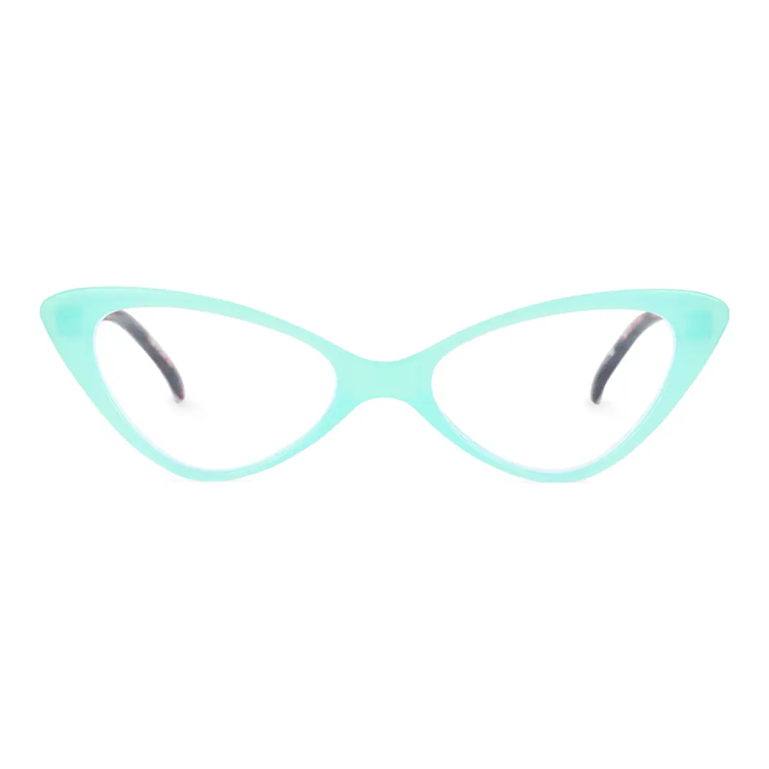 Front view of Atticus vintage cat eye pc eyeglasses in blue. SPU: CP0092404