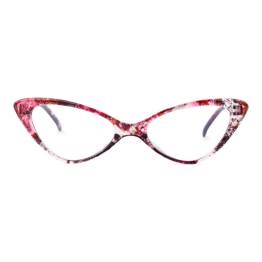 Front view of Atticus vintage cat eye pc eyeglasses in red tortoise. SPU: CP0092404
