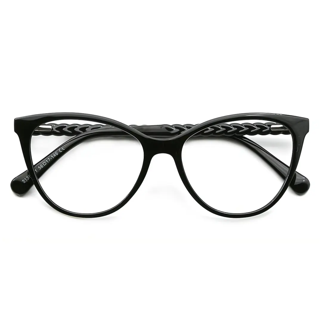 Front folded view of Bace cat eye tr90 eyeglasses CR0372302 in black