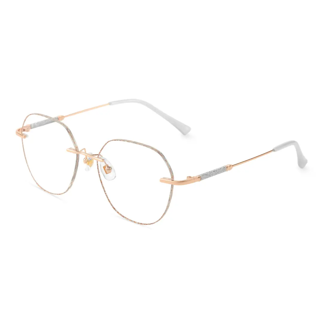 Angle view of Bagle geometric metal eyeglasses GM0132410 in gold